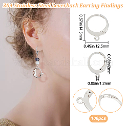 100Pcs 304 Stainless Steel Leverback Earring Findings&nbsp;STAS-BBC0004-12