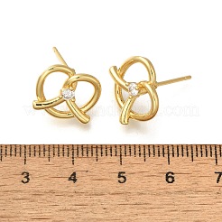 Rack Plating Heart Brass Micro Pave Clear Cubic Zirconia Stud Earrings&nbsp;EJEW-H143-17G