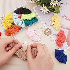 18Pcs 18 Colors Polycotton Tassel Fan Shape Wine Glass Charms&nbsp;AJEW-BC0003-93