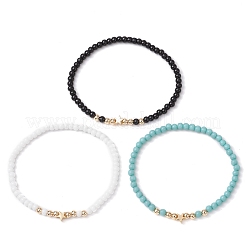 3Pcs 3 Colors Glass Seed Beaded Stretch Bracelet Sets for Women&nbsp;BJEW-JB11373-02