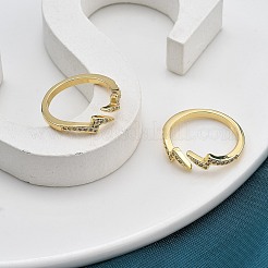 Rack Plating Brass Micro Pave Clear Cubic Zirconia Cuff Finger Rings for Women&nbsp;RJEW-M028-48G