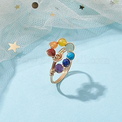 Natural & Synthetic Mixed Gemstone Teardrop Finger Ring&nbsp;RJEW-JR00652