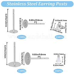 240Pcs 2 Style 304  Stainless Steel Stud Earring Findings&nbsp;DIY-BBC0001-93