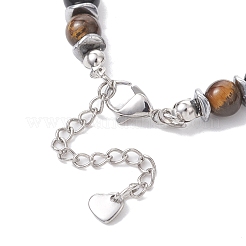 Natural Tiger Eye & Eyeless Obsidian & Synthetic Non-Magnetic Hematite Beaded Bracelets for Women&nbsp;BJEW-JB12941-01
