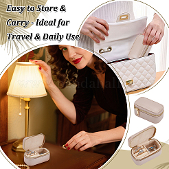 Portable Travel Rectangle PU Leather Jewelry Set Storage Zipper Boxes&nbsp;LBOX-WH0007-001B