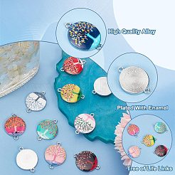 40Pcs 10 Colors Zinc Alloy Enamel Connector Charms&nbsp;ENAM-PH0002-40