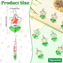 10Pcs 5 Colors Flower Glass Pendants&nbsp;PALLOY-FS00077