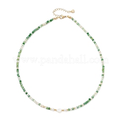 Natural Shell Heart & AB Color Plated Glass Faceted Rondelle Beaded Necklaces&nbsp;NJEW-JN05863