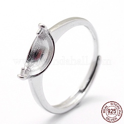 Anti-Tarnish Adjustable Rhodium Plated Sterling Silver Cup Peg Ring Settings&nbsp;STER-I016-008P