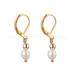 Natural Baroque Pearl Oval Leverback Earrings&nbsp;EJEW-JE06437