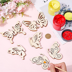 Butterfly Unfinished Wood Decorations for Craft Supplies&nbsp;DIY-SP0006-44