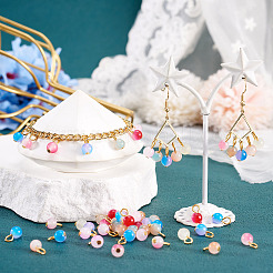 140Pcs 7 Colors Baking Paint Imitation Jade Glass Charms&nbsp;PALLOY-TAC0286