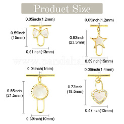 4Pcs 4 Styles Brass Toggle Clasps&nbsp;KK-CJ0003-53