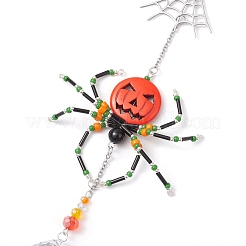 Glass & Synthetic Turquoise Beaded Spider Hanging Ornaments&nbsp;HJEW-TA00186