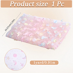 Moon Star Pattern Polyester Gauze Fabric&nbsp;AJEW-WH20011-74