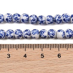 Handmade Flower Printed Porcelain Ceramic Beads Strands&nbsp;PORC-M005-6mm-10