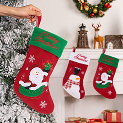 4Pcs 4 Style Cloth Christmas Stocking Hanging Decoration&nbsp;AJEW-WR0001-76