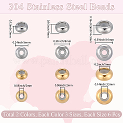 36Pcs 6 Styles 304 Stainless Steel Beads&nbsp;STAS-BBC0008-49