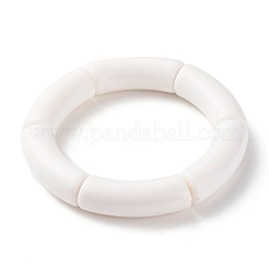 Opaque Chunky Acrylic Curved Tube Beads Stretch Bracelets for Men Women&nbsp;BJEW-JB07317
