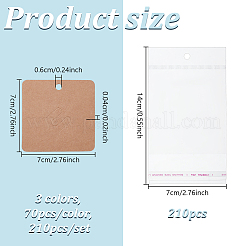 210Pcs 3 Colors Square Paper Display Cards&nbsp;CDIS-GA0001-08