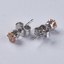 Cubic Zirconia Stud Earrings&nbsp;EJEW-I209-09-4mm