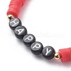 5Pcs 5 Color Handmade Polymer Clay Disc Surfer Stretch Bracelets Set&nbsp;BJEW-JB08800
