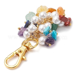 Chakra Natural Red Jasper & Green Aventurine & Red Aventurine & Citrine & Lapis Lazuli & Amethyst & Synthetic Turquoise Chip Pendant Decorations&nbsp;HJEW-JM02516