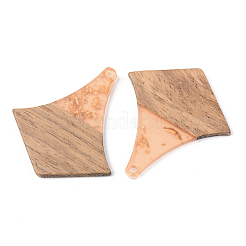 Transparent Resin & Walnut Wood Pendants&nbsp;RESI-S389-055A-B04