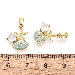 Brass Micro Pave Clear Cubic Zirconia Charms&nbsp;KK-N259-09B-G