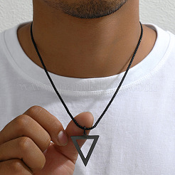 Inverted Triangle Stainless Steel Pendant Box Chain Necklaces for Men&nbsp;FS-WGF3CC6-01