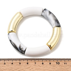 Opaque Colored Chunky Curved Tube Beads Stretch Bracelets Set&nbsp;BJEW-SW00017