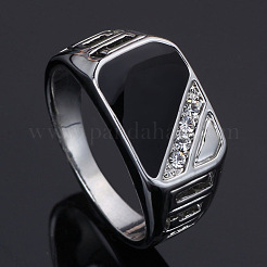 Alloy Micro Pave Cubic Zirconia Finger Rings for Men&nbsp;FS-WGE231C-04