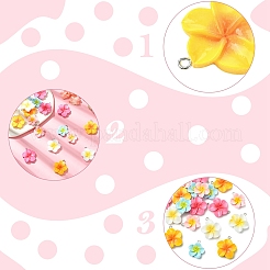 20Pcs 5 Colors Plumeria Resin Pendants&nbsp;RESI-YW0004-66