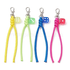 Polyester & Spandex Rope & Dice Resin Pendant Decorations&nbsp;HJEW-JM04645