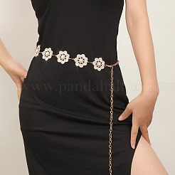 Alloy Crystal Rhinestone with Imitation Pearl Flower Link Chain Belly Belts for Women&nbsp;FS-WGCF5A6-01