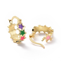 Colorful Enamel Star Wrap Hoop Earrings&nbsp;EJEW-I280-08G