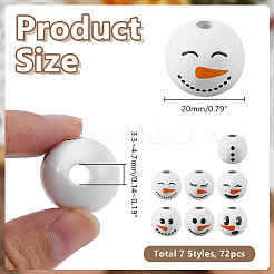 Christmas Snowman Theme Printed Wood European Beads&nbsp;WOOD-AR0001-46