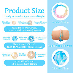 12 Strands 3 Styles Gradient Color Baking Paint Glass Bead Strands&nbsp;DGLA-TA0001-21E