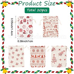 20Pcs 5 Styles Christmas Theme Cotton Fabric Cloth Drawstring Bags&nbsp;ABAG-YW0001-17