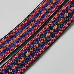 Ethnic Style Embroidery Flat Polyester Elastic Flower Jacquard Cord/Band&nbsp;OCOR-WH0082-271D