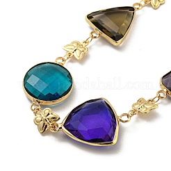 Faceted Triangle & Round & Rectangle Glass Beads Bib Necklaces&nbsp;NJEW-R263-18G