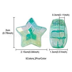 10Pcs 5 Colors UV Plating Transparent Crackle Acrylic Beads&nbsp;OACR-YW0001-57