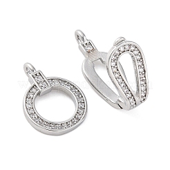 Brass Clear Cubic Zirconia Fold Over Clasps&nbsp;KK-Z078-39P