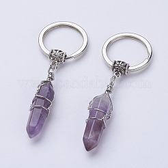 Natural/Synthetic Mixed Stone Pointed Keychain&nbsp;KEYC-E023-08