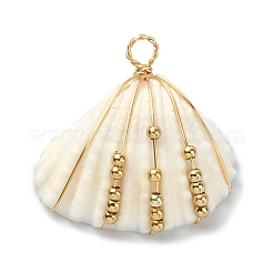 Natural Shell Copper Wire Wrapped Pendants&nbsp;PALLOY-TA00078-01