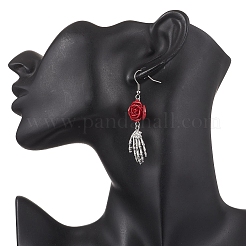 Brass Synthetic Coral Dangle Earrings&nbsp;EJEW-TA00713
