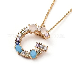 Letter Brass Initial Pendants Necklaces&nbsp;NJEW-JN02584-03