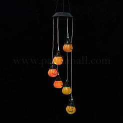 LED Solar Powered Pumpkin Jack-O'-Lantern Wind Chime&nbsp;HJEW-I009-05