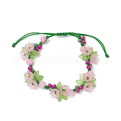 Flower Acrylic & MIYUKI Seed Beads & Natural Dyed Yellow Jade Bracelets&nbsp;BJEW-MZ00221-02