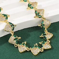 Brass Micro Pave Cubic Zirconia Link Bracelets for Women&nbsp;BJEW-Z126-05G-01